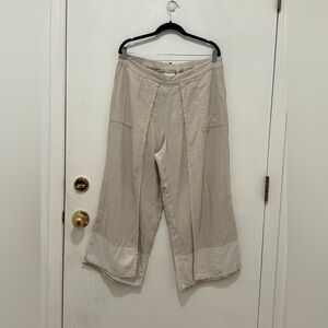 NWT J. Jill Light Beige Wide-Leg Linen Blend Pants